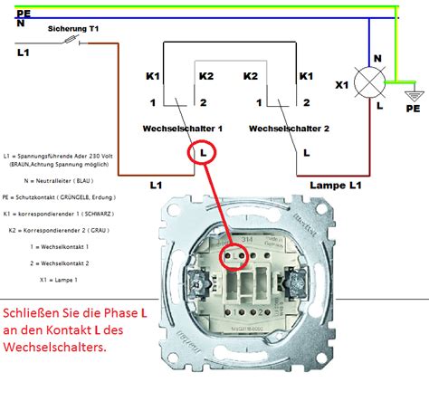 anschluss lichtschalter wechselschaltung wiring diagram