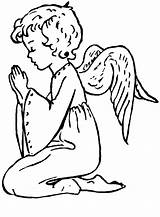 Angel Coloring Pages Kids Printable Angels Clipart Color Cute Christmas Prayer Sheet Praying Colour Print Para sketch template