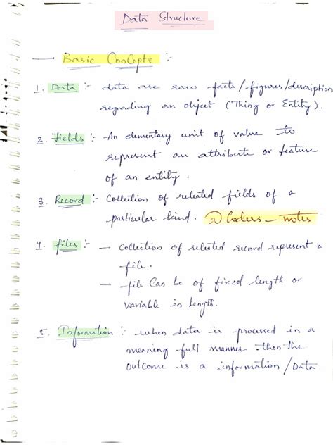 Data Structures Handwritten Notes Part 1 Pdf Pdf
