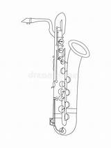 Saxophone Baritone Drawing Illustration Musical Line Dreamstime Clipart Illustrations Vectors Royalty sketch template