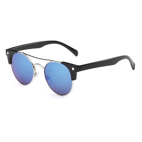 Everyday Wear Blue Double Bridge Metal Eyewear Glasses Sunglasses Uv400