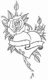 Tattoo Rose Outline Heart Roses Drawing Hearts Coloring Pages Deviantart Vikingtattoo Realistic Sketch Roseheart Tattoos Adult Printable Drawings Outlines Pencil sketch template
