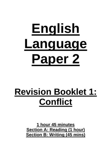 english language paper  revision booklet  teaching resources