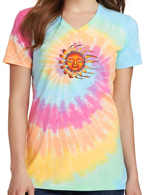 Buy Cool Shirts Womens Sleeping Sun Tie Dye Tee Pastel Rainbow