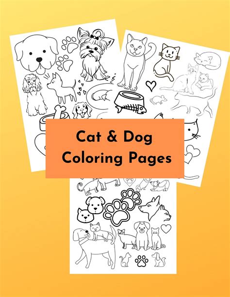 cats dogs coloring pages etsy