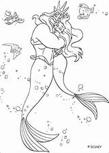Ariel Triton Coloring King Pages Mermaid Little Color Print Disney Hellokids sketch template