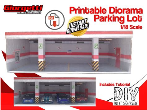 printable diorama parking lot  scale garage diorama downloadable