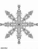 Coloring Doodle Snowflake Pages Alley Christmas Winter sketch template