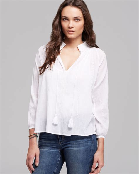 lyst joes jeans blouse embroidered  white