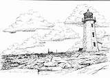 Cove Lighthouse Peggy Halifax Drawings Scotia Landmarks Nova Ns Series sketch template