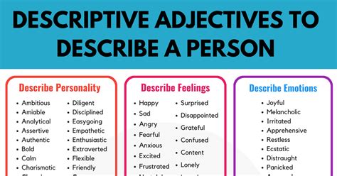 adjectives words list