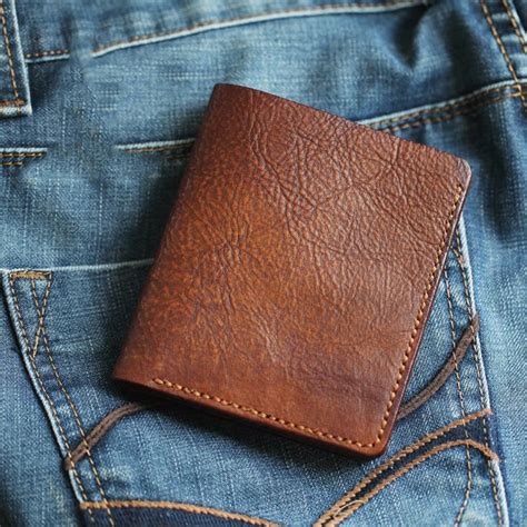 cool brown leather mens vertical small wallet billfold wallet bifold