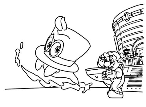 draw mario odyssey mario  cappy drawing coloring pages
