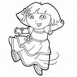 Dora Coloring Explorer Pages Coloringpages1001 Dance sketch template