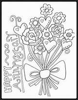 Coloring Anniversary Pages Happy Printable Cards Doodle Sheets Dad Wedding Mom Colouring Adult Sheet Kids 50th Drawing Color Year Google sketch template
