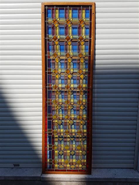 1920s Set Of Two Multicolored Stained Glass Windows Panels For Sale At