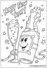 Pages Coloring Champagne Bottle Sheets Year Kids Happy Printable Holidays Color Coloringpagesonly sketch template
