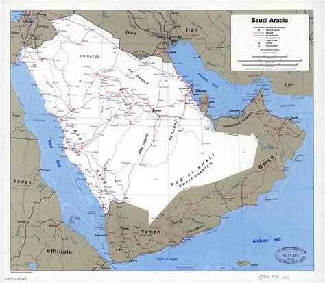 Large Scale Political Map Of Saudi Arabia With Roads