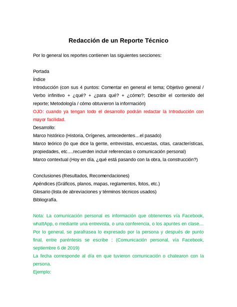redactar  reporte tecnico docsity