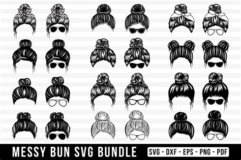 messy bun svg bundle graphic  craftlabsvg creative fabrica