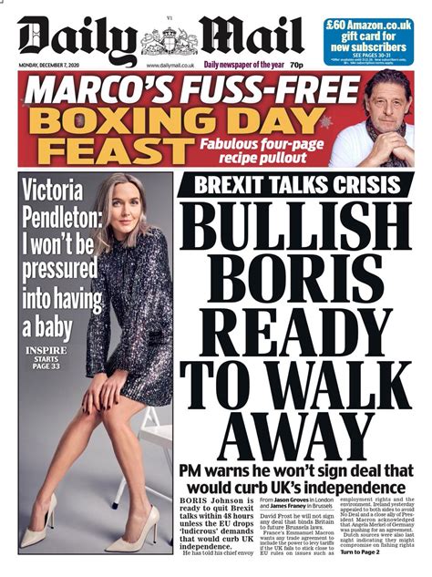 daily mail front page   december  tomorrows papers today