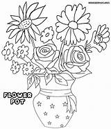 Pot Flower Drawing Coloring Flowers Line Drawings Pages Sketch Kid Color Printable Getcolorings Getdrawings Värityskuva Easy Värityskuvat Plant Kukka Paintingvalley sketch template