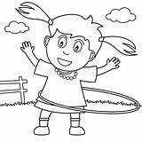 Hula Hoop Coloring Girl Playing Park Pages Kids Template Color Getdrawings Getcolorings Valuable Stock sketch template