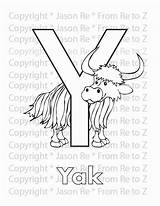 Yak Alphabet Abcs Coloring Printable Letter sketch template
