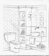 Interior Bathroom Sketch Coloring Drawing Sketches Perspectiva Lavabo Room Office Living Furniture Architecture Pages Projeto Rendering House Sketching Technical Drawings sketch template