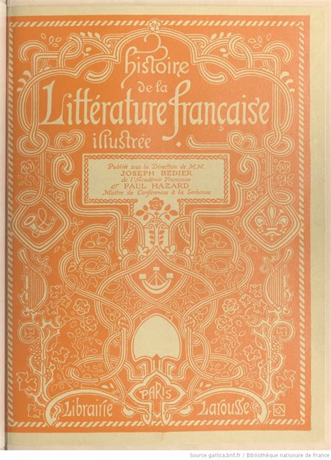 catalogue rouge histoire de la litterature francaise illustree tome