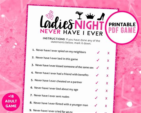 ladies night games     printable game girls night party