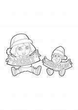 Christmas Coloring Dora Boots Pages Printables Cartoons Labels Disney sketch template