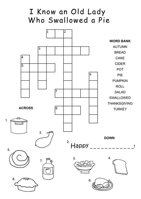 easy crossword puzzles  kids  recall memories thanksgiving