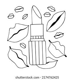 lipstick lip prints coloring page female stock vector royalty