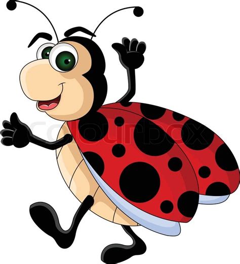 Vector Illustration Of Funny Red Ladybug Cartoon Smiling