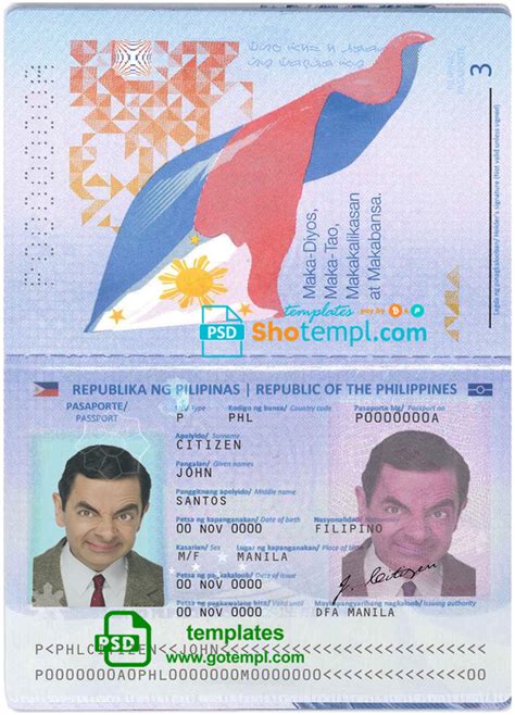 philippines passport in psd format fully editable in 2021 passport