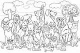 Coloring Dogs Book Purebred Stock Illustration sketch template