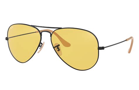 Aviator Washed Evolve Sunglasses In Black And Yellow Photochromic