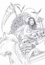 Coloring Death Pages Adult Deviantart Goth Gothic Angel Fairy Colouring Visit Printable Sheets sketch template