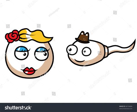 Funny Cartoon Sperm Egg Representing Couple Stock Vector 84194806