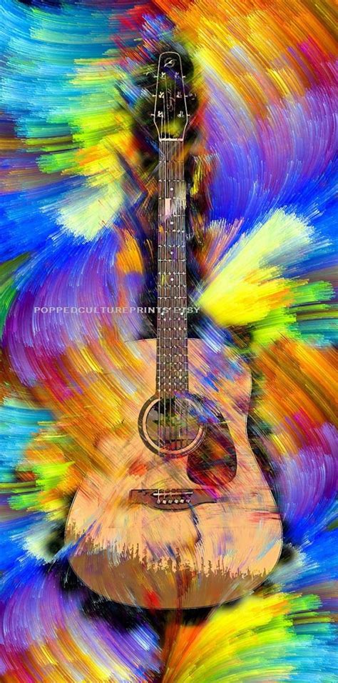 guitar art guitar  canvas acoustic guitar picture etsy