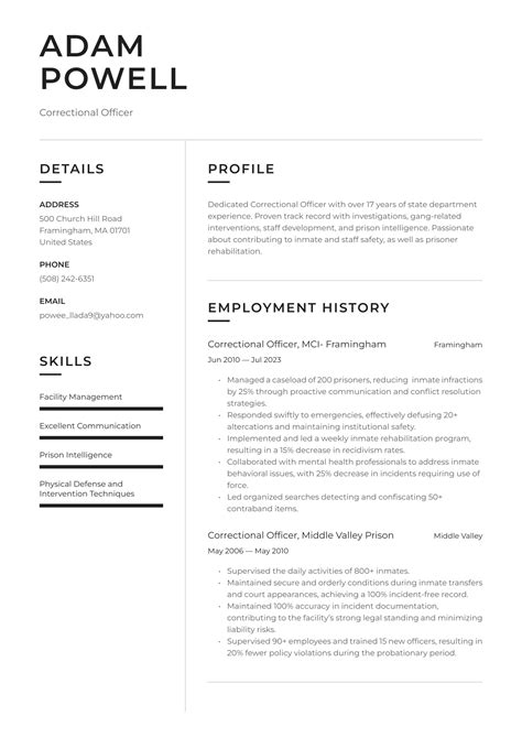 correctional officer resume examples writing tips