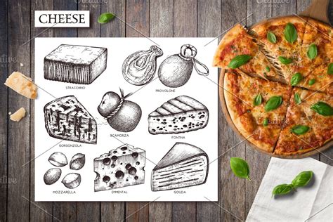 pizza ingredients collection custom designed graphic objects creative market