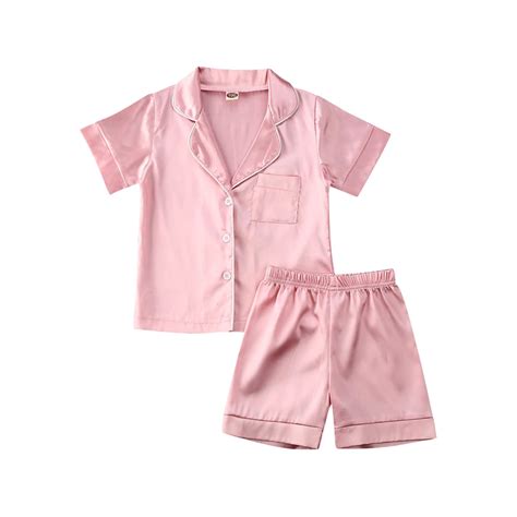 jbeelate toddler baby girls satin silk pajamas short sleeve sleepwear loungewear walmartcom