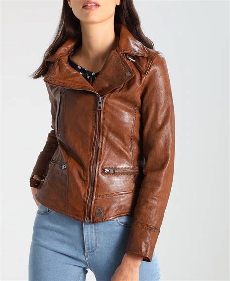 women tan leather jacket  wide collar biker jacket  women stylish jackets  women