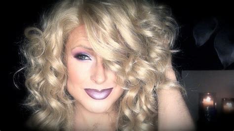 purple and silver pilot makeup for drag queen transgendered and male to female transformations