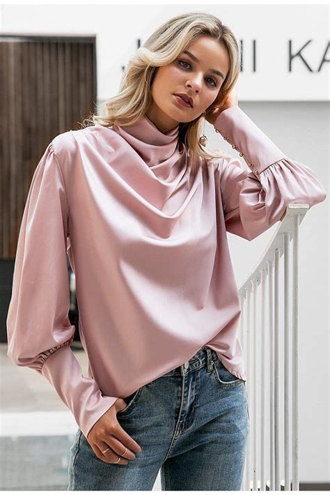 vintage pink satin women blouse blouses  women fashion celebrity fashion