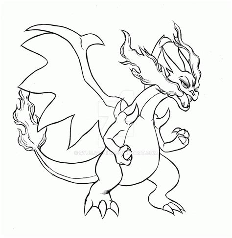 mega charizard  coloring pages sketch coloring page