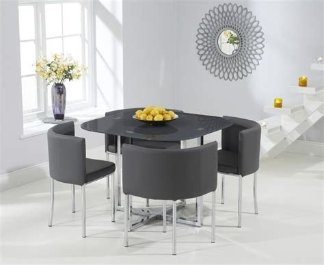 spacesaver grey glass dining table   chairs homegenies