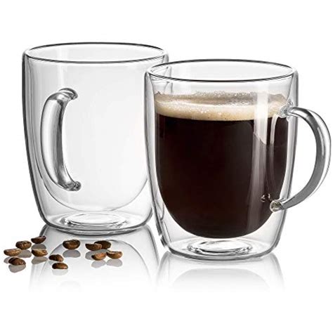 double wall glass coffee mugs 12 oz set of 2 clear thermal insulated